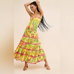 FARM Rio Delicate Fruit Garden Smocked Maxi Dress